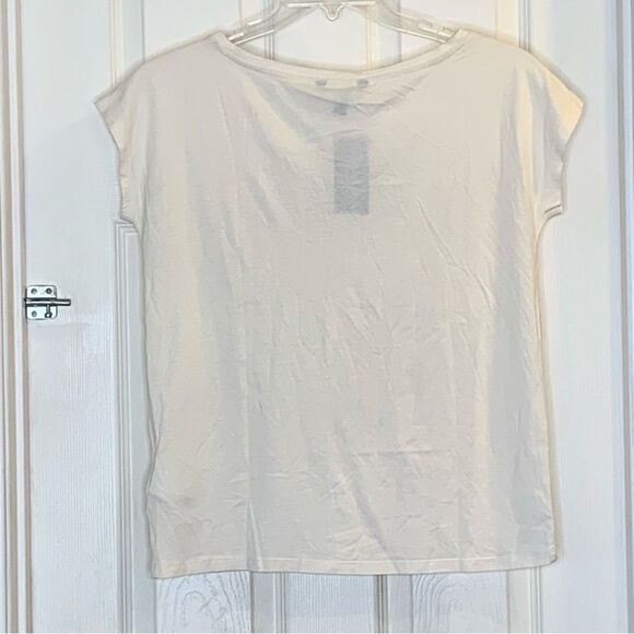 Lauren Ralph Lauren Ladies Winter Cream Sequined Logo Tee Shirt Size Medium - Picture 3 of 13